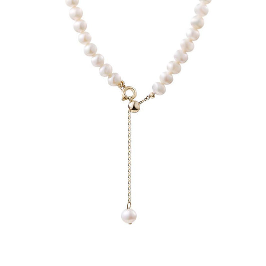 Freshwater Pearls Y-Shaped Brass Tassel Necklace