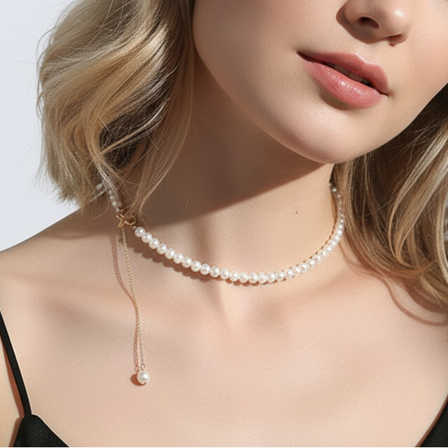 Freshwater Pearls Y-Shaped Brass Tassel Necklace