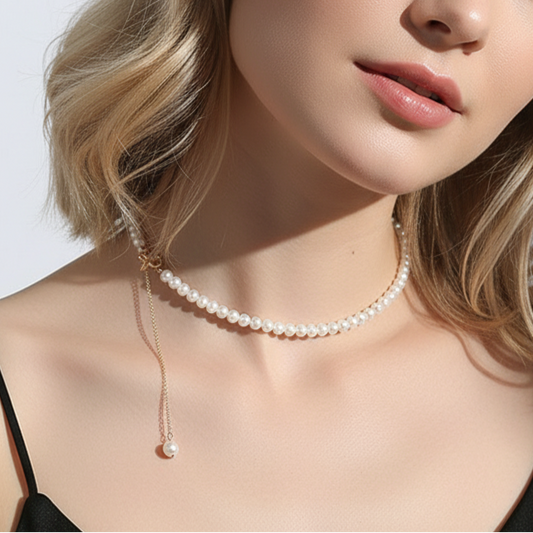Freshwater Pearls Y-Shaped Brass Tassel Necklace