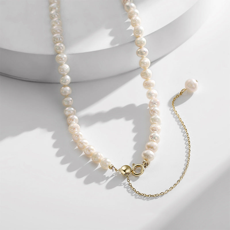 Freshwater Pearls Y-Shaped Brass Tassel Necklace