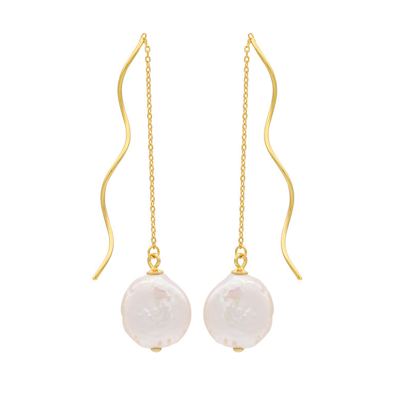 Genuine Baroque Pearl S925 Silver Greek Organ Earrings