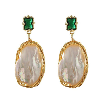 Genuine Freshwater Baroque Pearl Forest Earrings