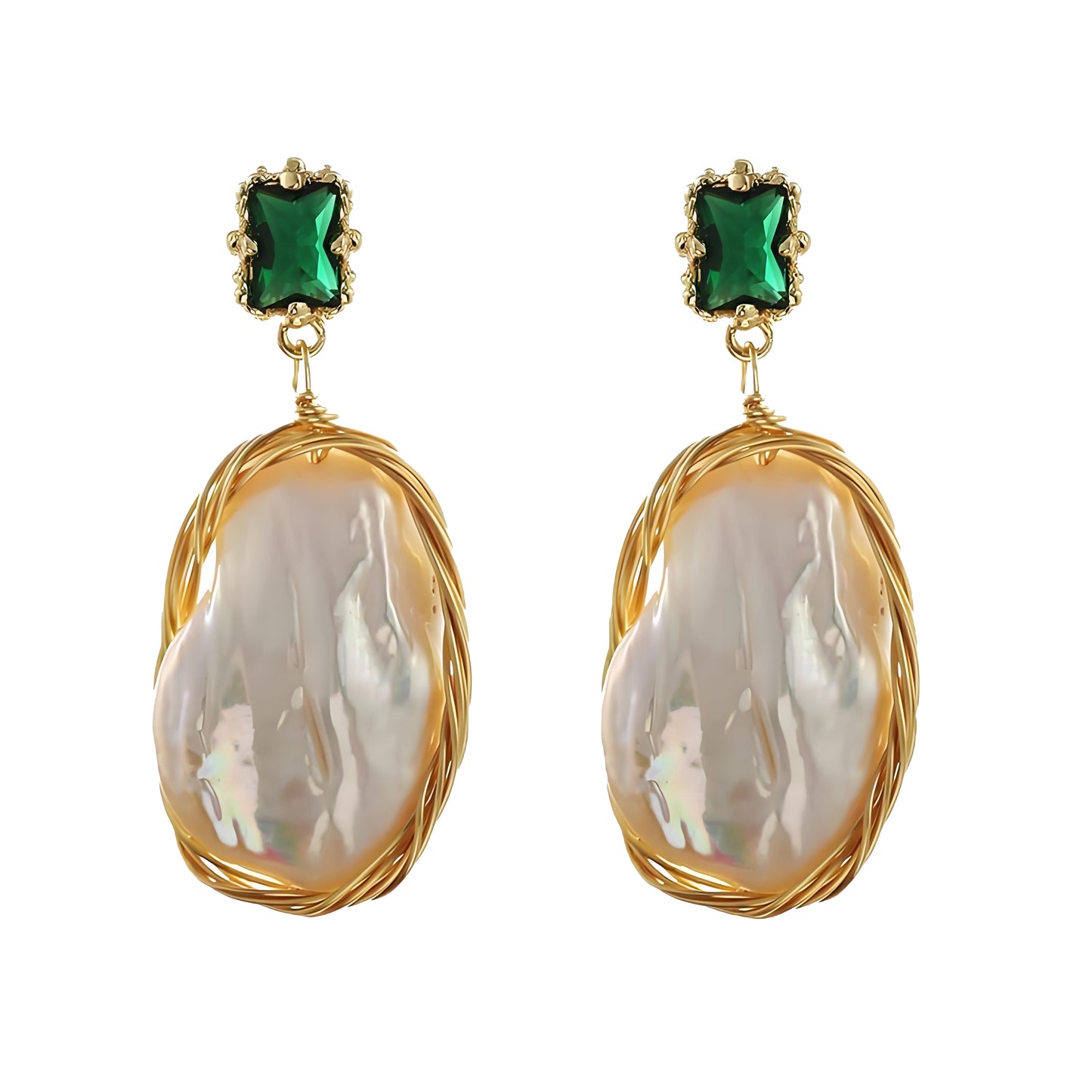 Genuine Freshwater Baroque Pearl Forest Earrings