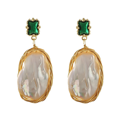Genuine Freshwater Baroque Pearl Forest Earrings