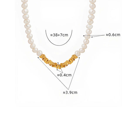 Genuine Freshwater Pearl Titanium Steel Modern Lady Necklace