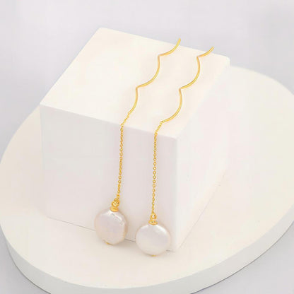 Genuine Baroque Pearl S925 Silver Greek Organ Earrings