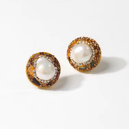 Genuine Baroque Pearl Sun Shield Earrings