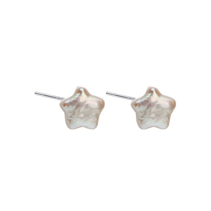 Genuine Freshwater Baroque Pearl Cute Star Earrings