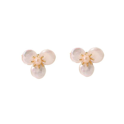 Genuine Freshwater Baroque Pearl Flying Flowers Earrings