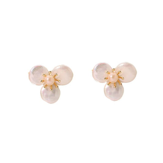 Genuine Freshwater Baroque Pearl Flying Flowers Earrings