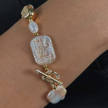 Genuine Freshwater Baroque Pearl Gilded Set - Lifestyle/Scale View - Elegant Pearl Jewelry by Kikyo Pearl London