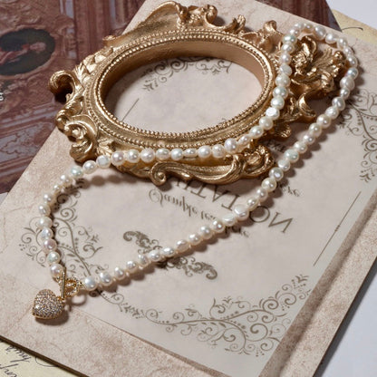Genuine Freshwater Baroque Pearl Golden Heart Necklace