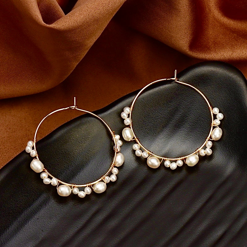 Genuine Freshwater Baroque Pearl Halo Earrings
