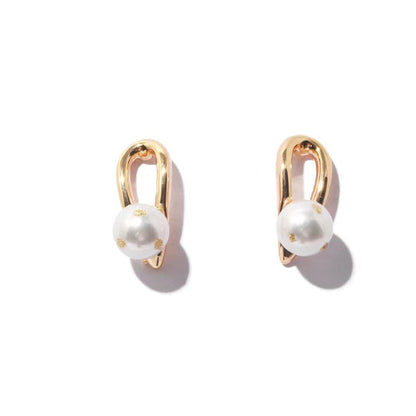 Genuine Freshwater Baroque Pearl Horseshoe Style Earrings