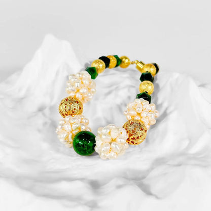 Freshwater Baroque Pearl & Green Agate Juno Bracelet