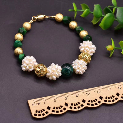 Freshwater Baroque Pearl & Green Agate Juno Bracelet