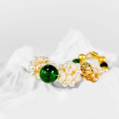 Freshwater Baroque Pearl & Green Agate Juno Bracelet