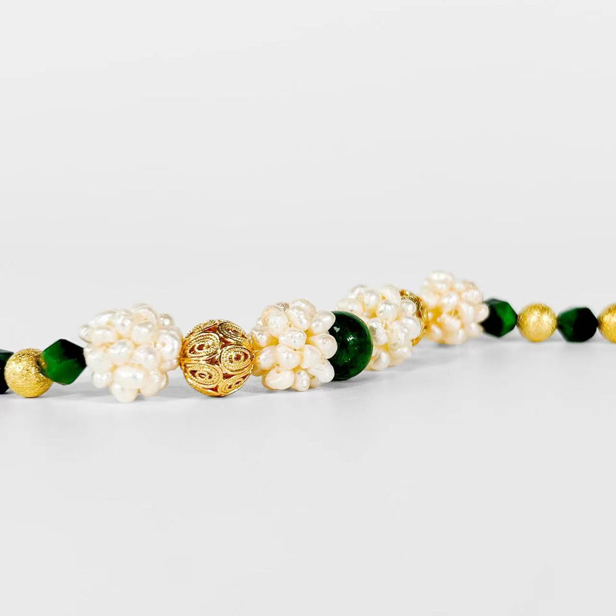 Freshwater Baroque Pearl & Green Agate Juno Bracelet