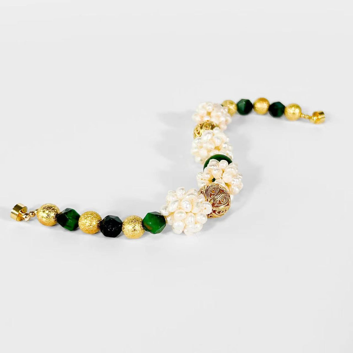 Freshwater Baroque Pearl & Green Agate Juno Bracelet