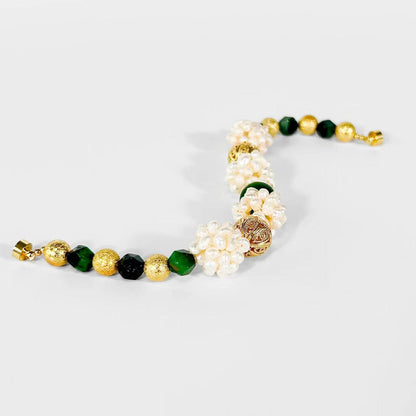 Freshwater Baroque Pearl & Green Agate Juno Bracelet