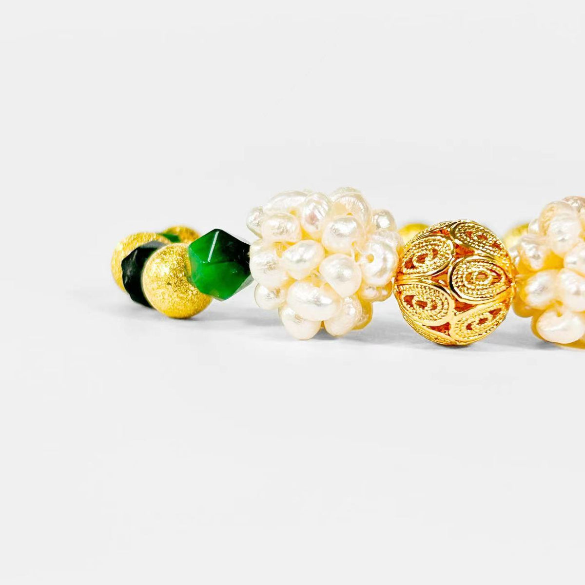 Freshwater Baroque Pearl & Green Agate Juno Bracelet