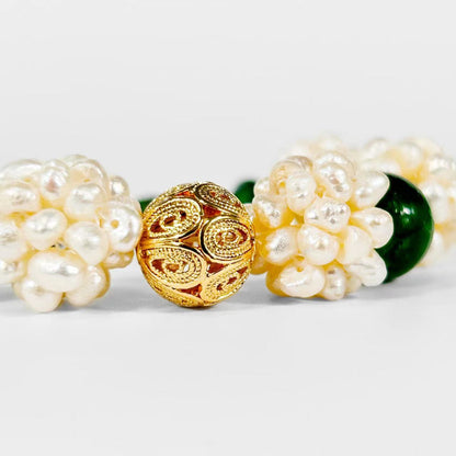 Freshwater Baroque Pearl & Green Agate Juno Bracelet