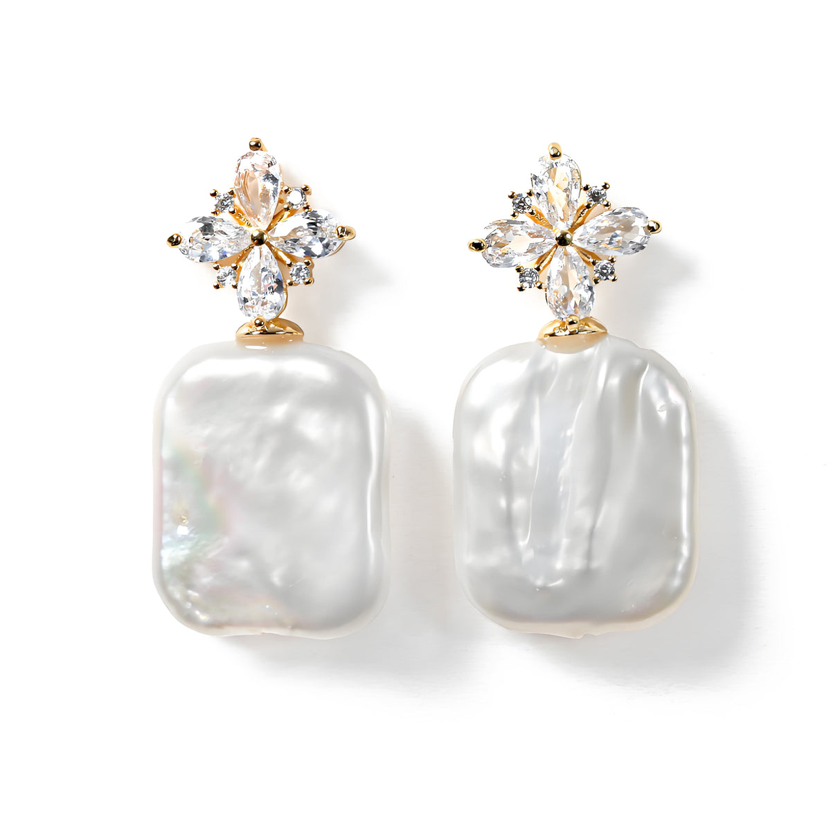 Genuine Freshwater Baroque Pearl Snow Flake Earrings