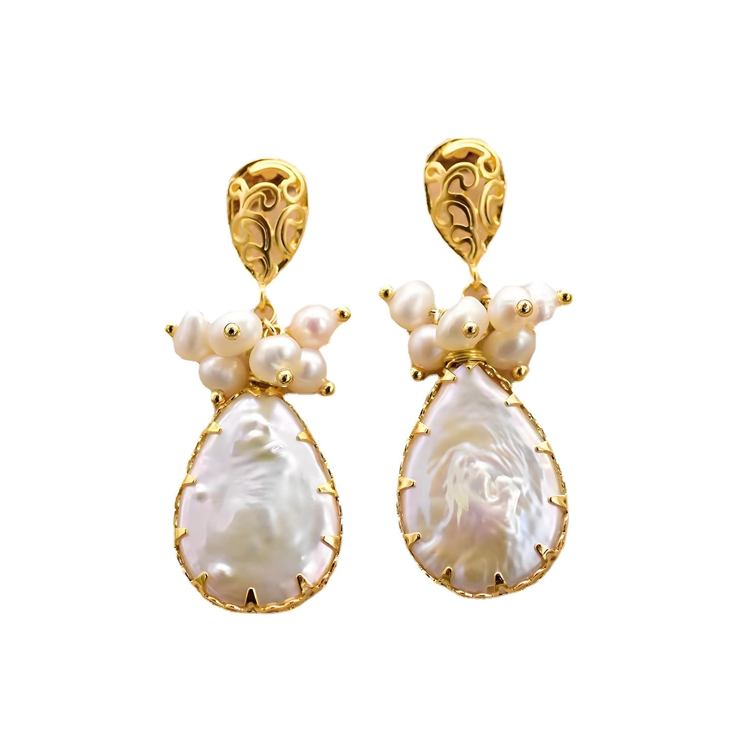 Genuine Freshwater Baroque Pearl Tulip Earrings (Limited Edition)