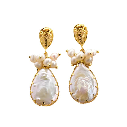 Genuine Freshwater Baroque Pearl Tulip Earrings (Limited Edition)