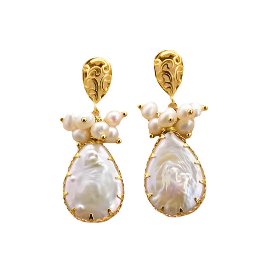 Genuine Freshwater Baroque Pearl Tulip Earrings (Limited Edition)