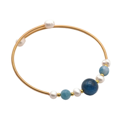 Genuine Freshwater Pearl & Aquamarine Bracelet (Limited Edition)