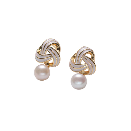 Genuine Freshwater Pearl Bliss Earrings - Main Product View - Elegant Pearl Jewelry by Kikyo Pearl London