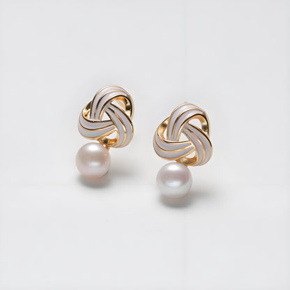 Genuine Freshwater Pearl Bliss Earrings - Side Angle View - Elegant Pearl Jewelry by Kikyo Pearl 