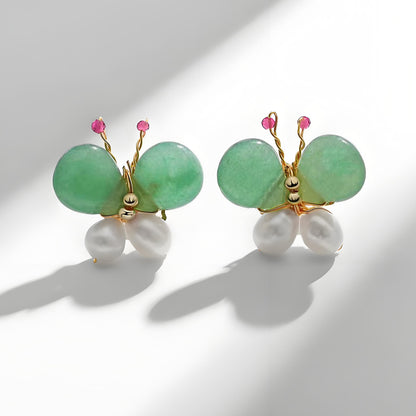 Genuine Freshwater Pearl Butterfly Earrings