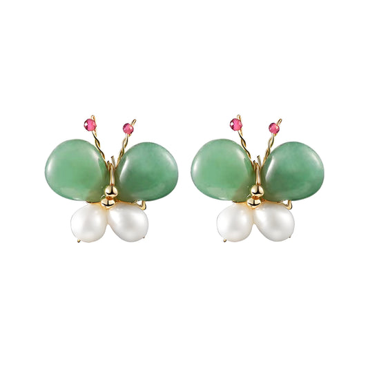 Genuine Freshwater Pearl Butterfly Earrings