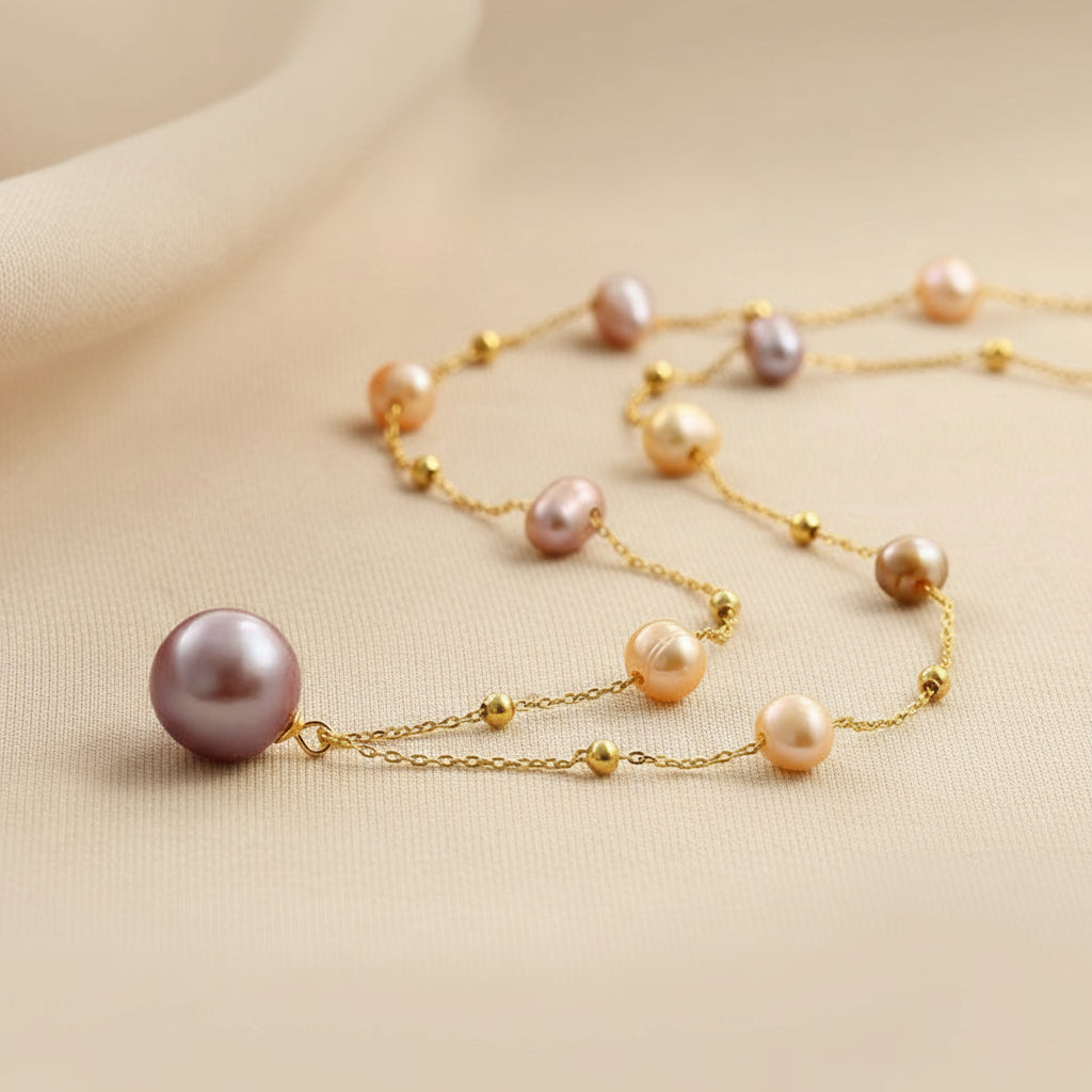 Genuine Freshwater Pearl Color Candy Necklace