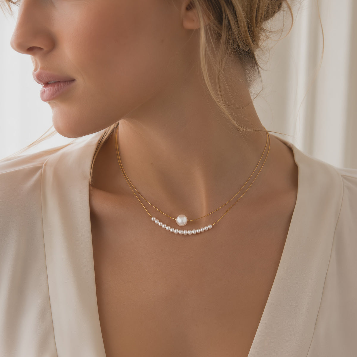 Genuine Freshwater Pearl Double Layer Necklace