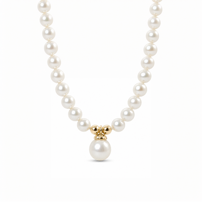 Genuine Freshwater Pearl Drop Pendant Necklace - Front View - Elegant Pearl Jewelry by Kikyo Pearl