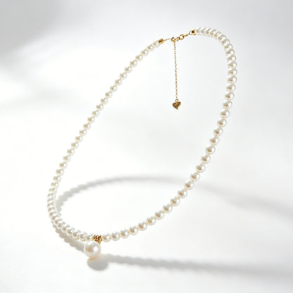 Genuine Freshwater Pearl Drop Pendant Necklace - Close-up Detail - Elegant Pearl Jewelry by Kikyo Pearl 
