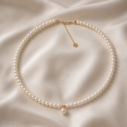 Genuine Freshwater Pearl Drop Pendant Necklace- Close-up Detail - Elegant Pearl Jewelry by Kikyo Pearl London