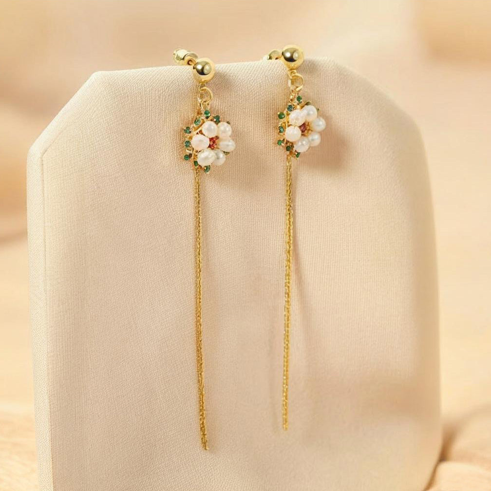 Genuine Freshwater Pearl Flower Earrings