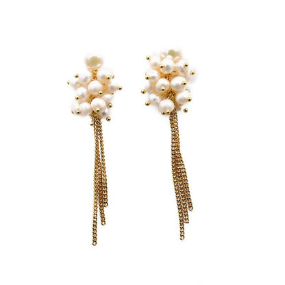 Genuine Freshwater Pearl Galaxy Fall Earrings