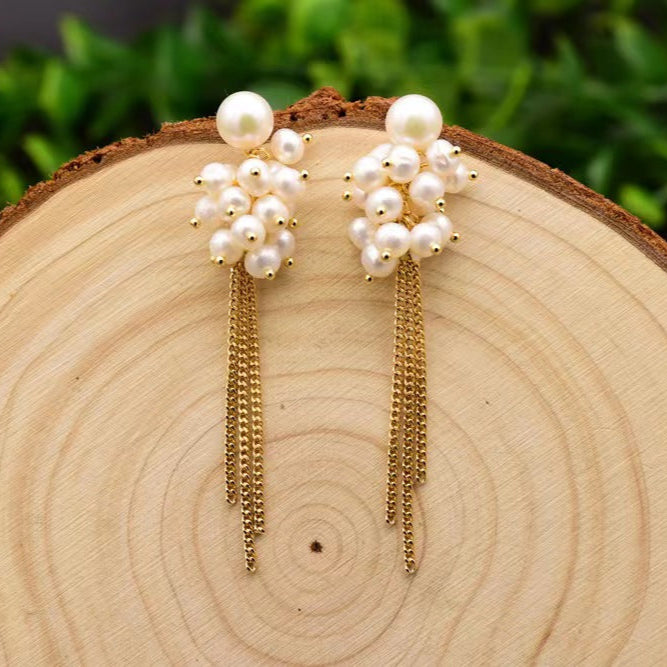 Genuine Freshwater Pearl Galaxy Fall Earrings
