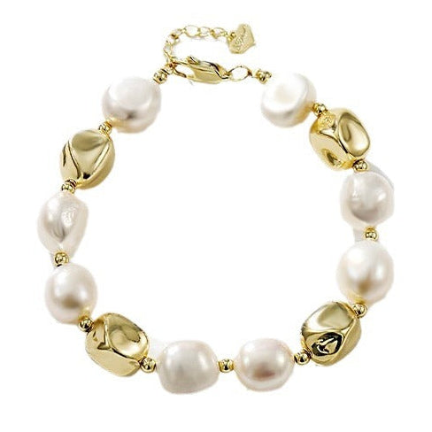 Genuine Freshwater Pearl Gold Beans Bracelets