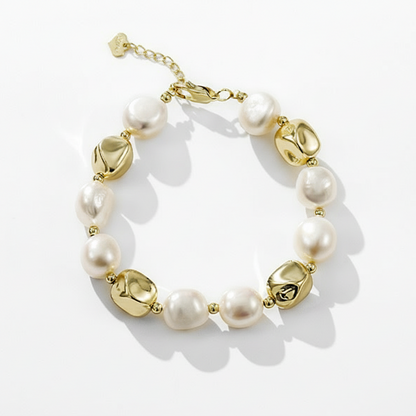 Genuine Freshwater Pearl Gold Beans Bracelets