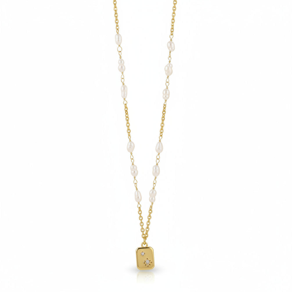 Genuine Freshwater Pearl Gold Medal Necklace