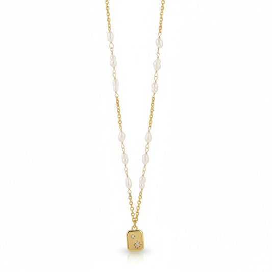 Genuine Freshwater Pearl Gold Medal Necklace