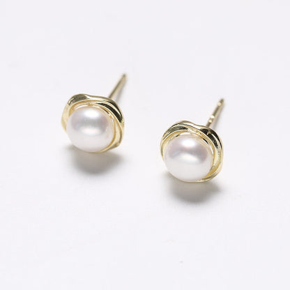 Genuine Freshwater Pearl Grace Lily Earrings - Side Angle View - Elegant Pearl Jewelry by Kikyo Pearl London