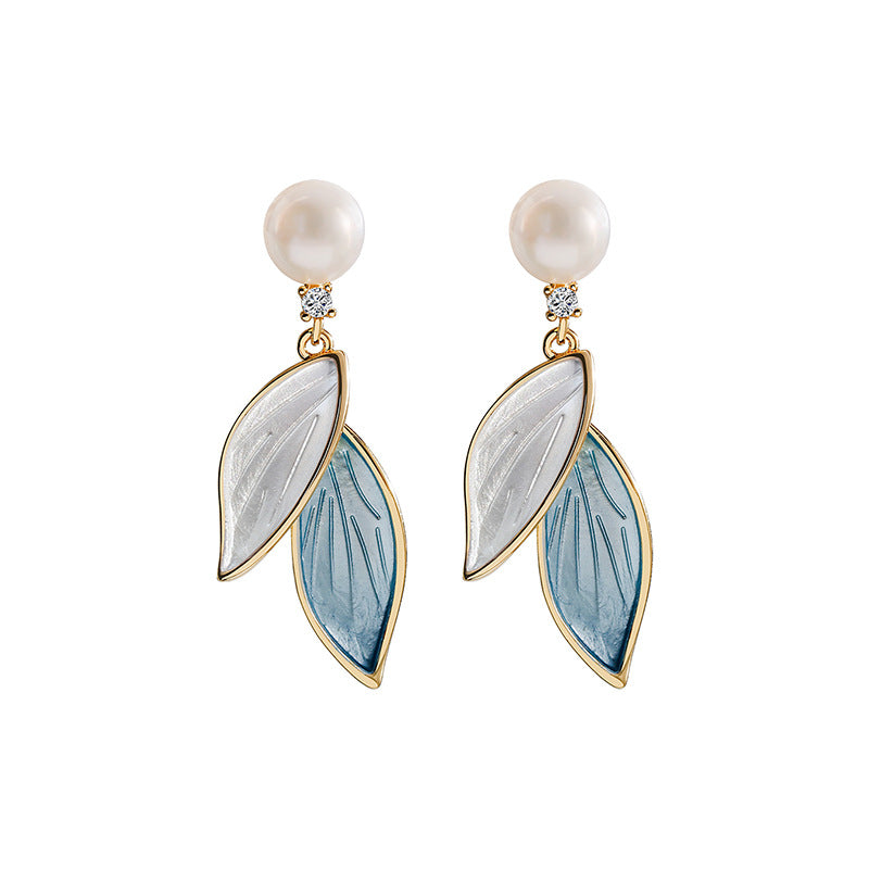 Genuine Freshwater Pearl Leaf Earrings