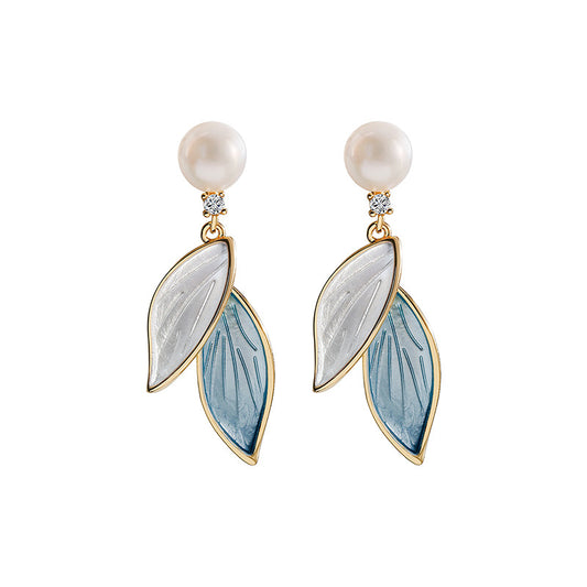 Genuine Freshwater Pearl Leaf Earrings